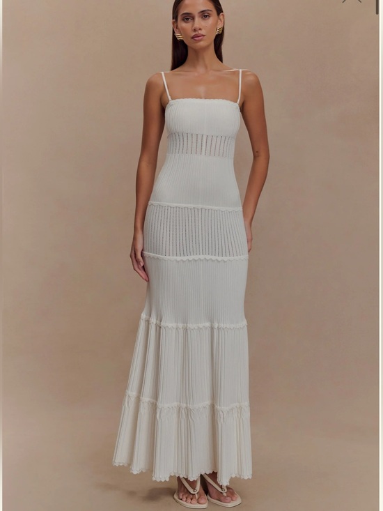 Meshki Dresses & Skirts - NWT Meshki Finley Pointelle Knit Maxi Dress in Ivory
